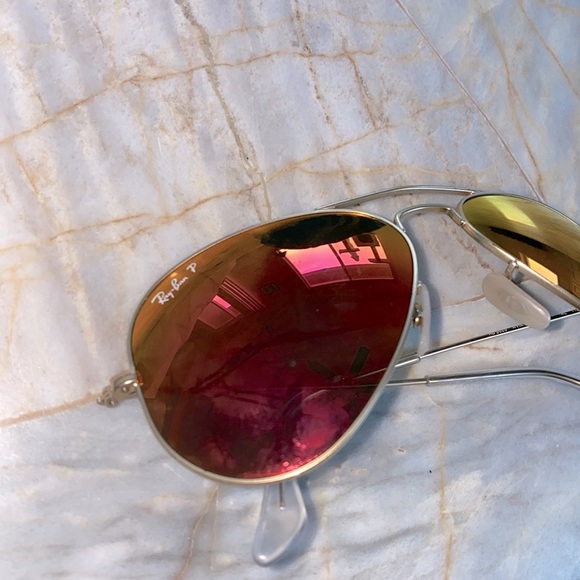 Ray‎ Ban Large Aviator Sunglasses Orange Glasses Gold Frames Shades 3025 main image 7